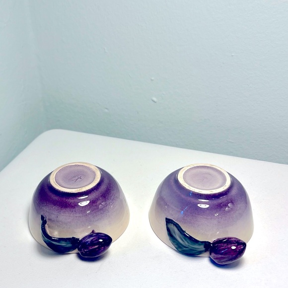 Ceramic Olive Oil Dipping Bowl,
Two, Purple, Green, Cream 3” wide 2” tall - Picture 6 of 13